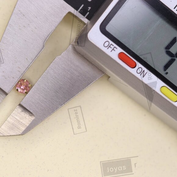 14K Solid Yellow Gold Round Pink CZ Stud Earrings • 4mm Feminine Elegant Design. - Picture 8 of 8